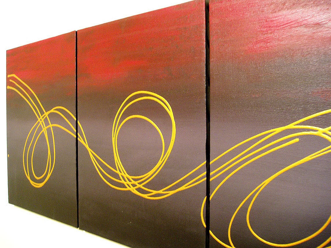 HUGE PAINTINGS Wall sculpture triptych art 3 panel canvas Etsy