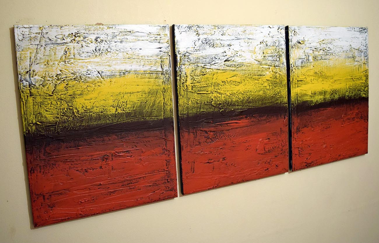 LARGE WALL ART Triptych 3 Panel Wall Contemporary Art Rainbow Flats