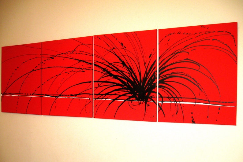 Extra Large Wall Art Office Home Triptych red Etsy UK