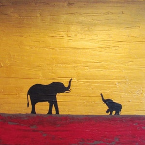 home gifts elephant good luck animal paintings african art landscape painting canvas home wall nursery contemporary 16 x 20 image 1