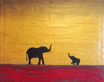 home gifts elephant good luck animal paintings african art landscape painting canvas home wall nursery contemporary 16 x 20"