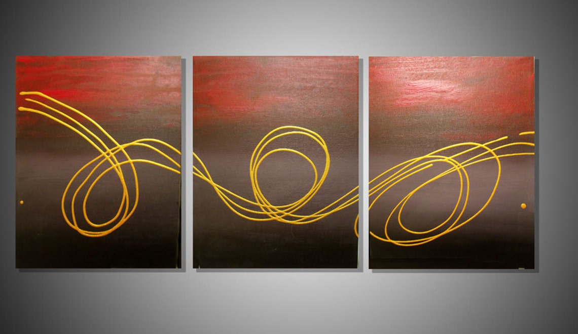 HUGE PAINTINGS Wall sculpture triptych art 3 panel canvas Etsy