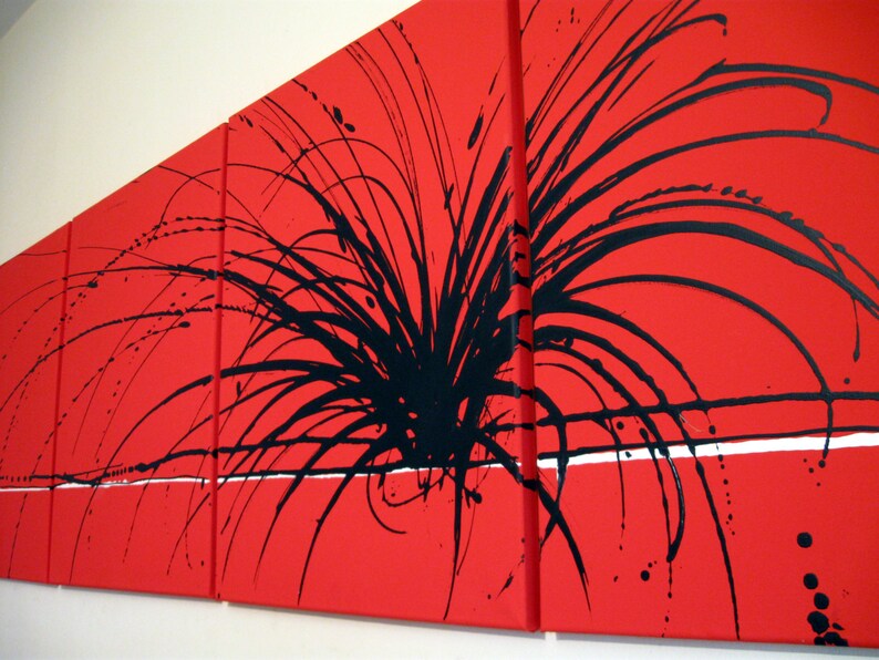 Extra Large Wall Art Office Home Triptych red Etsy UK