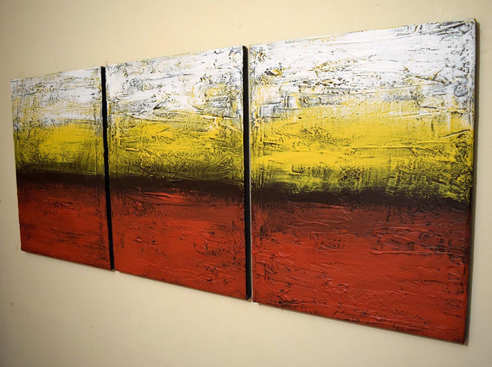 LARGE WALL ART Triptych 3 Panel Wall Contemporary Art Rainbow Flats