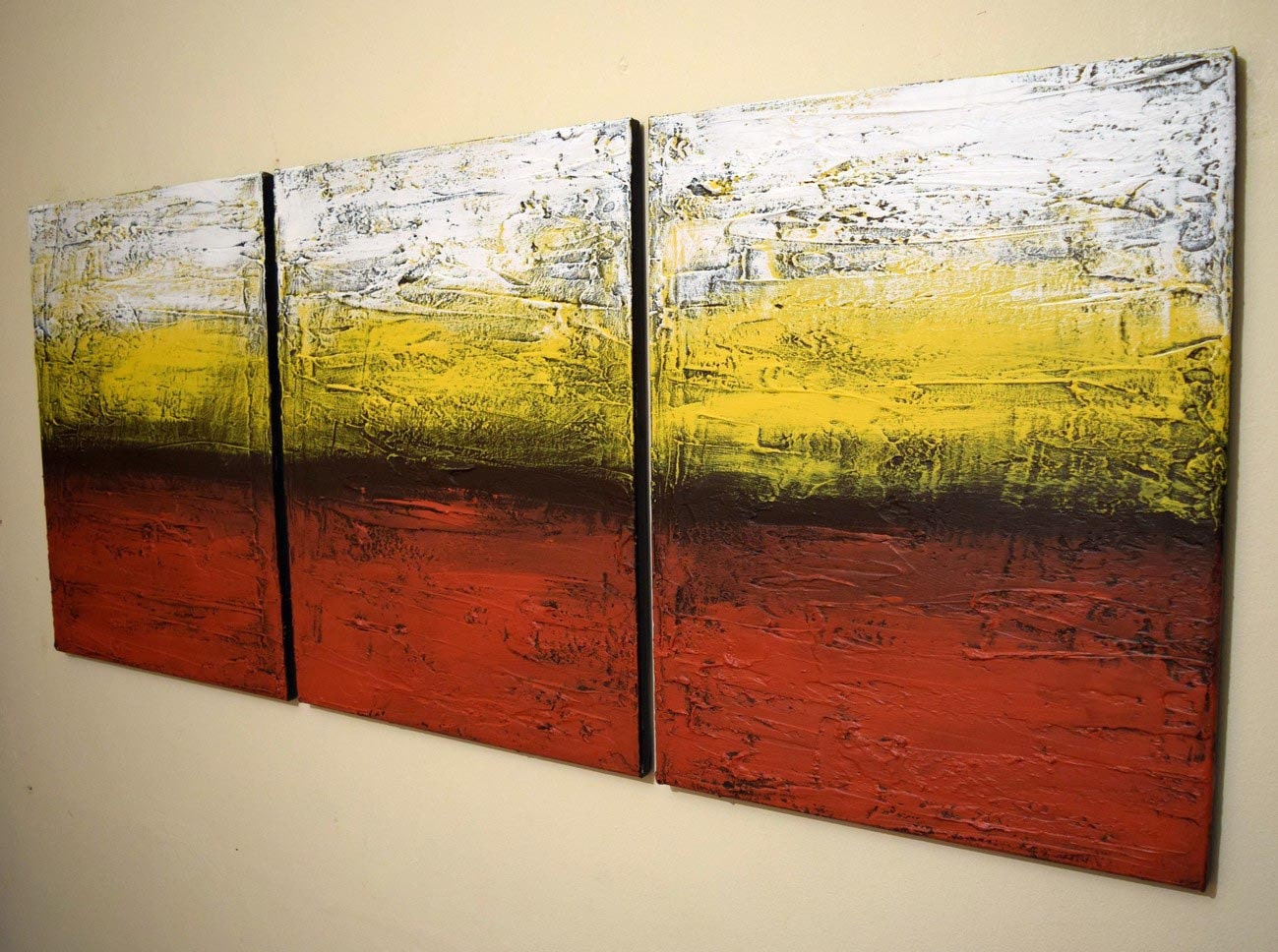 LARGE WALL ART Triptych 3 Panel Wall Contemporary Art Rainbow Flats