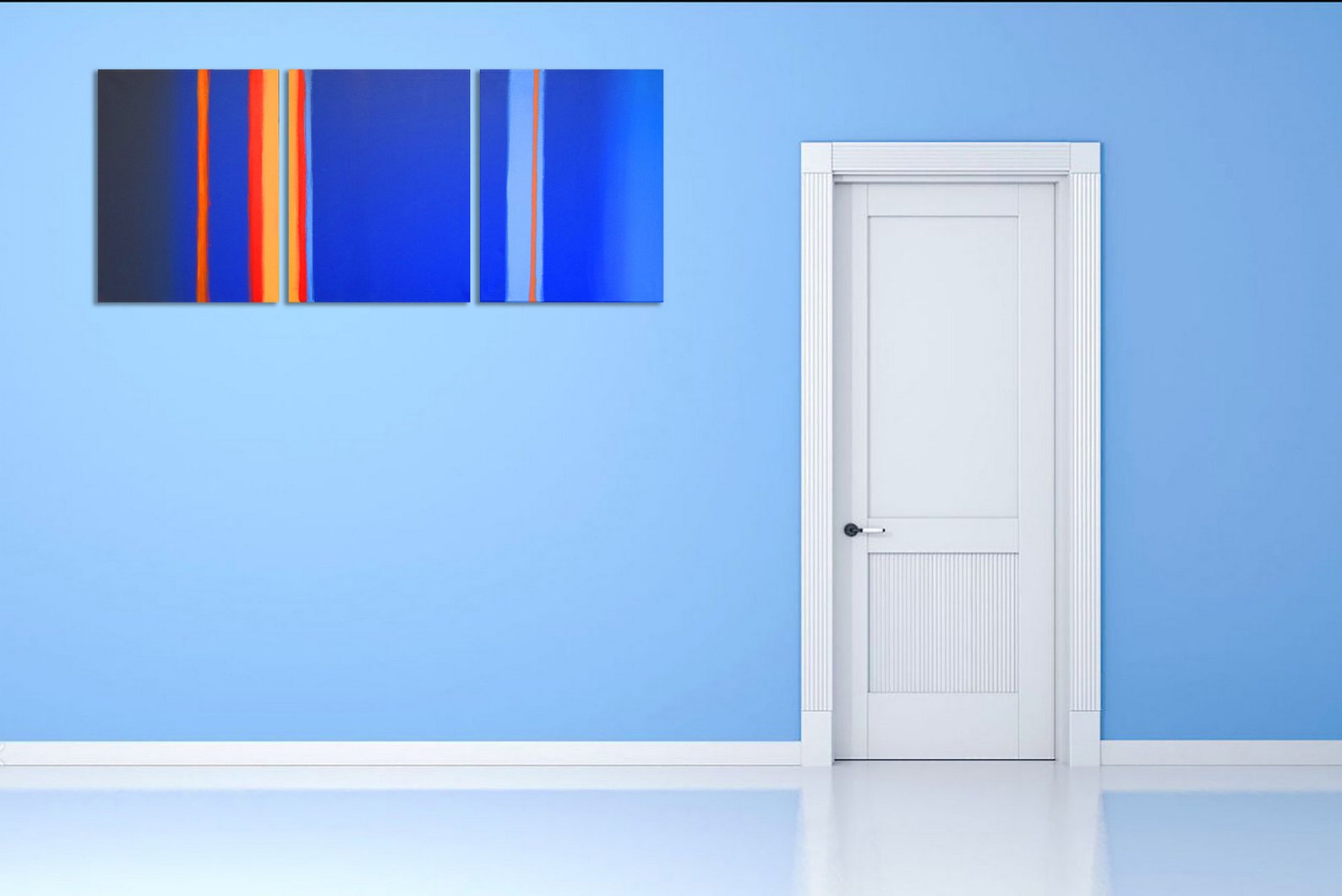 Extra Large Wall Art Triptych Huge Triptych Hanging linear Blue