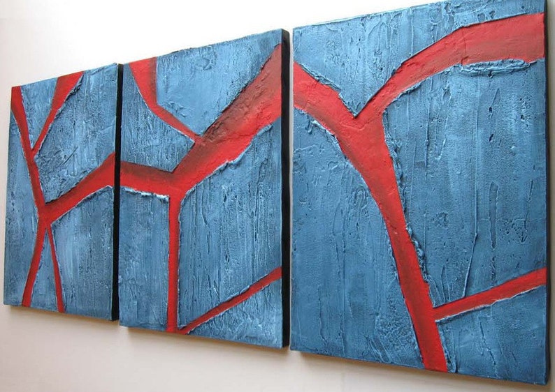 Triptych Extra Large Wall Sculpture 3 Panel Cracked Earth Canvas on