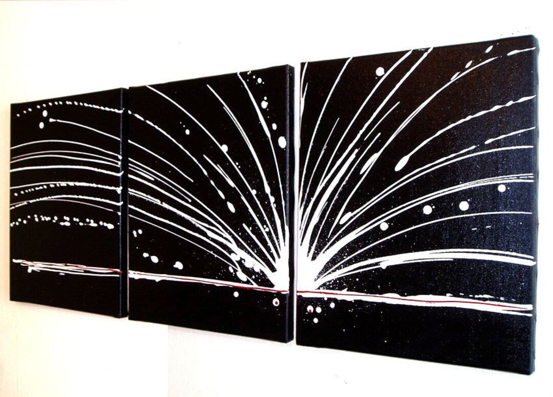 Extra Large Wall Art Triptych Minimalist Triptych Hanging Black White