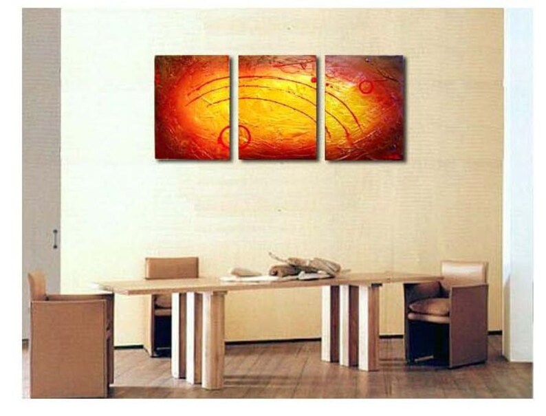Gold Wall Art Extra Large Triptych 3 Panel Canvas Paintings on Canvas