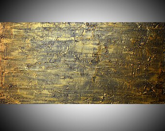 LARGE WALL ART triptych 3 panel wall contemporary art  " Golden Expanse " wall canvas original painting abstract 39 x 20 "