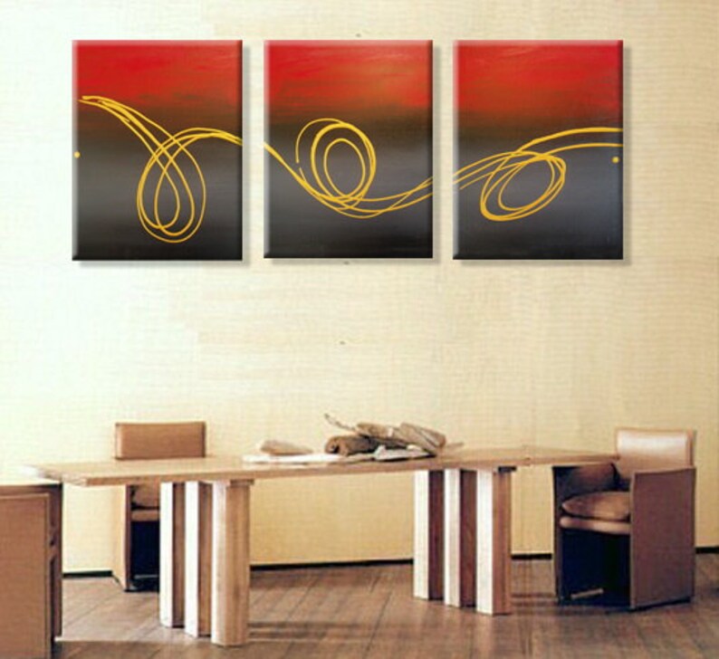 HUGE PAINTINGS Wall sculpture triptych art 3 panel canvas Etsy