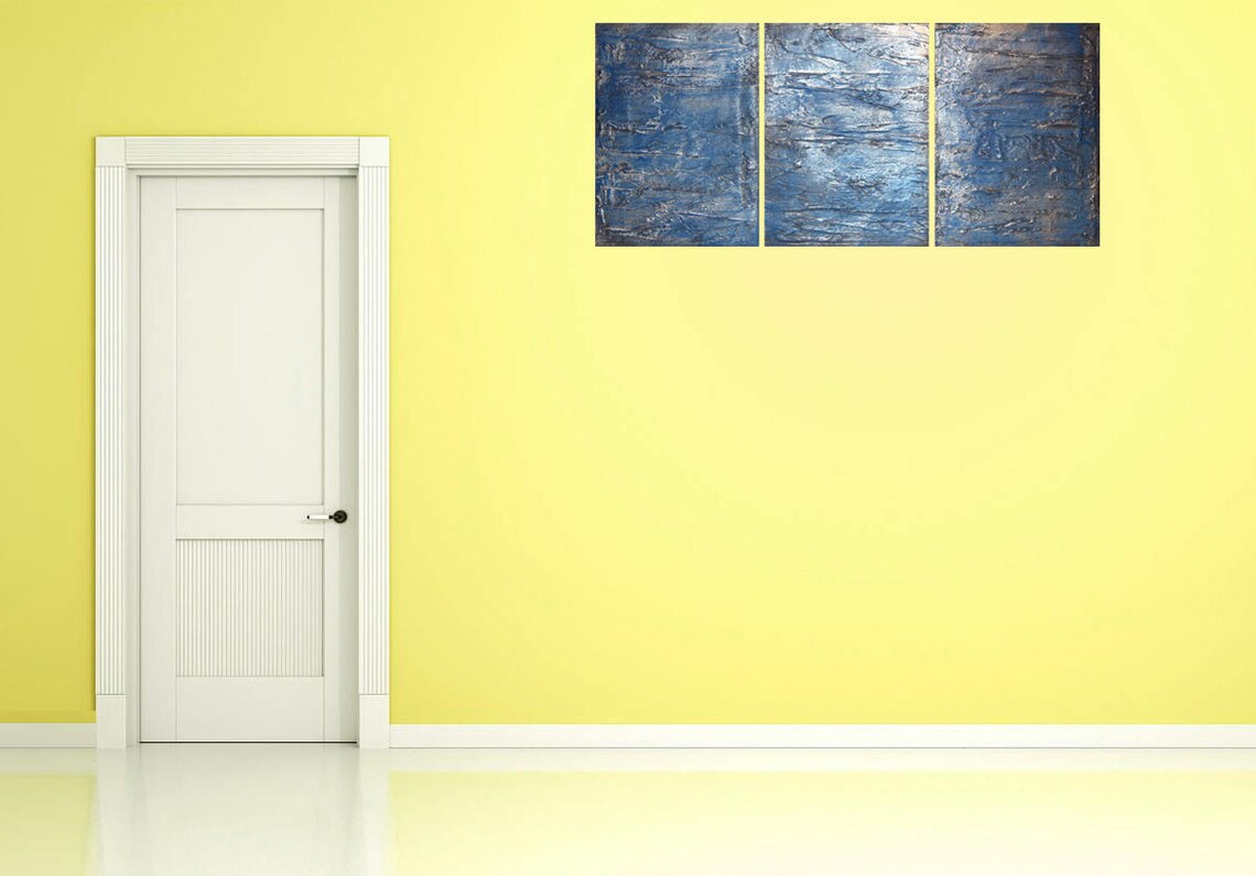 Extra LARGE WALL ART Triptych 3 Panel Wall Contemporary silver Triptych