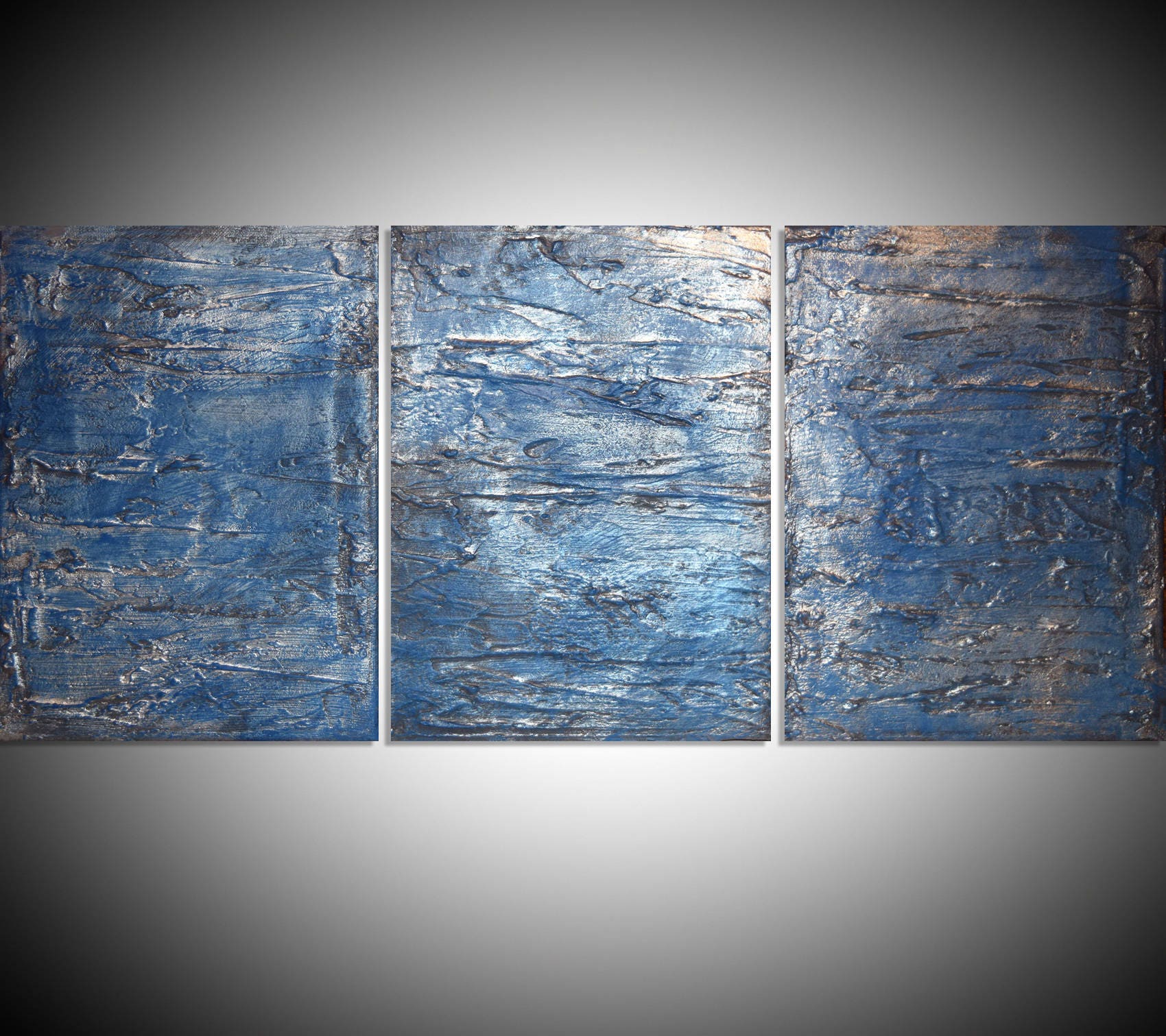Extra LARGE WALL ART Triptych 3 Panel Wall Contemporary silver Triptych