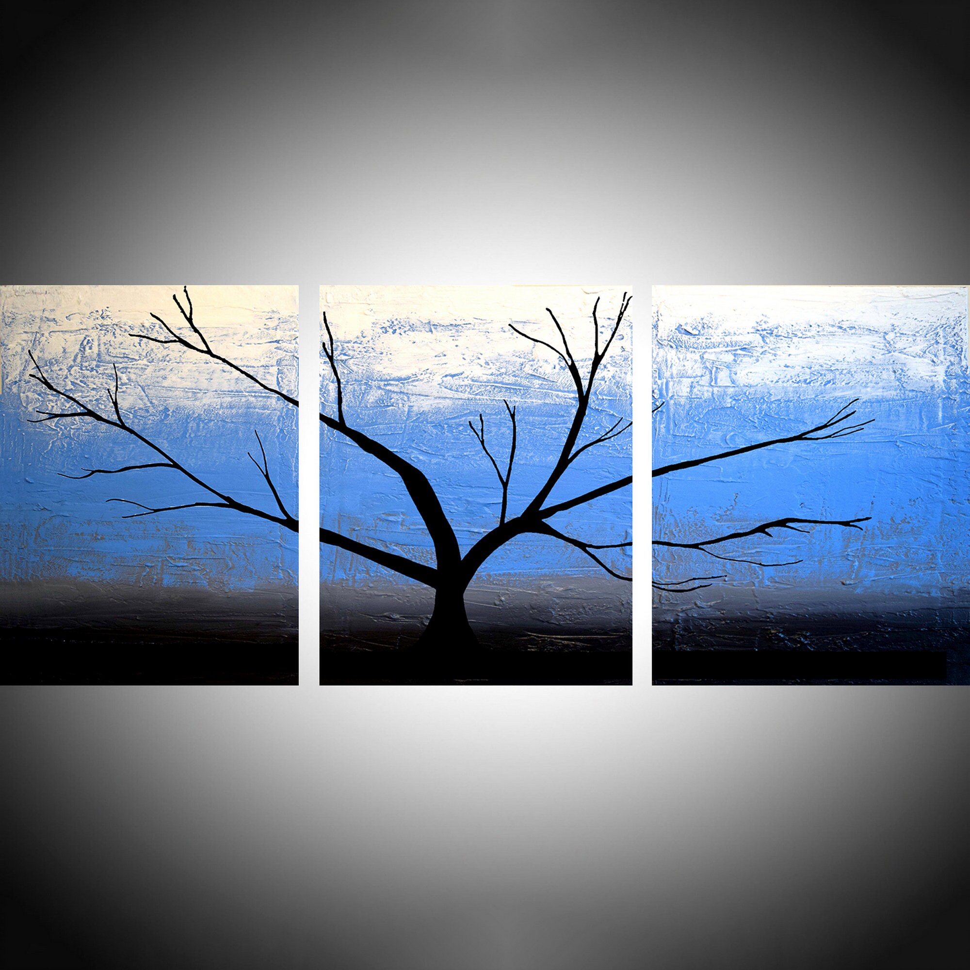 3 Piece Canvas Painting, Tree of Life Painting, Hand Painted Wall Art