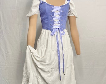 Linen bodice, corset bodice, costume bodice, Renaissance faire costume, periwinkle