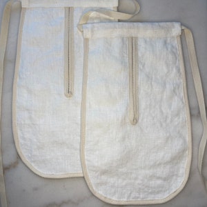 18th century pockets, 17th century pockets, colonial costume pockets bleached linen fabric