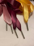 Satin ribbon corset lacing, lacing for stays and corsets, double sided satin ribbon lacing, replacement corset laces, silver aglets