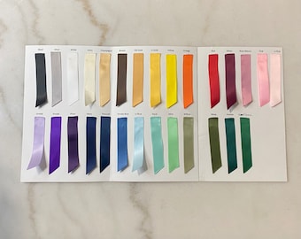 Color swatch card for satin ribbon corset lacing