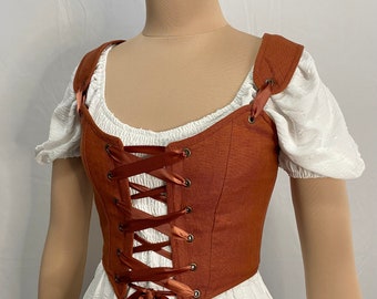 Linen bodice, corset bodice, costume bodice, Renaissance faire costume, rust