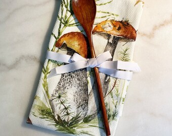 Kitchen towel gift set, mushroom tea towel, mushroom gift