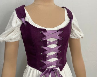 Linen bodice, corset bodice, costume bodice, Renaissance faire costume, eggplant