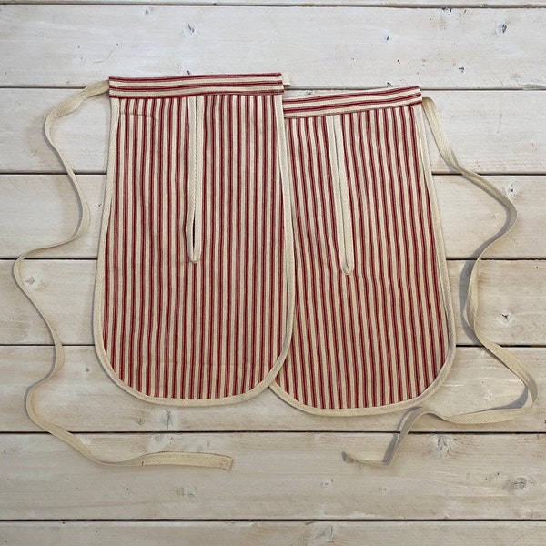 18th century pockets, 17th century pockets, colonial costume pockets red stripe