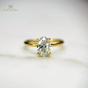 Ovaler Solitär-Diamant-Verlobungsring 1 CT Lab-Grown IGI-zertifizierter klassischer Shreegemshine