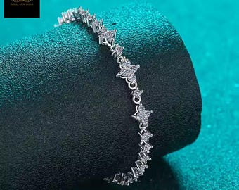 925 Silver Moissanite Bracelet: 3mm Lab Grown Diamond Tennis Bangle