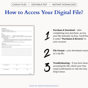 Editable Tenancy Agreement Template in Canva and PDF formats. Includes A4 and US Letter sizes for easy use worldwide. Customize text, fonts, and layout in Canva, or use the fillable PDF version to type directly into the contract. Ideal for landlords, property managers, or tenants who need a clear, professional rental contract. Printable, editable, and instantly downloadable—perfect for managing rental agreements quickly and efficiently.