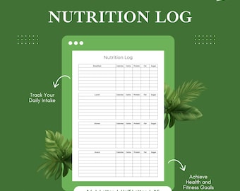 Nutrition Log Printable PDF: Food Diary, Calorie Tracker, Meal Planner, Healthy Eating Journal, Daily Macro Log, Diet Journal, Keto Tracker