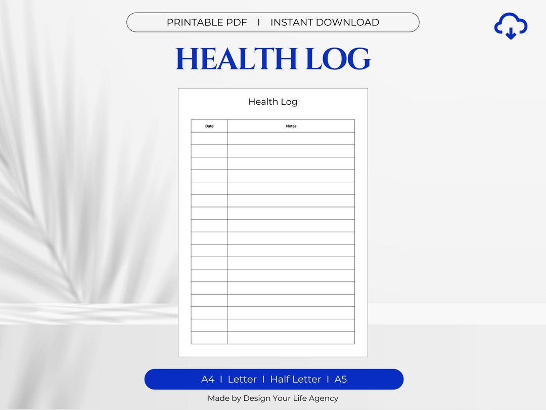 Health Insurance Log Digital Health Log PDF | A4, A5, Letter and Half Letter Sizes | Instant ...