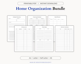 Home Organization Bundle Printable PDF: Decluttering Checklist, Household Management Binder, Maintenance Schedule, Cleaning Routine Planner