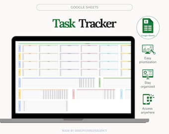 Task Tracker Google Sheets Template: Productivity Planner, Task Management Tool, Automated To Do List Template, Project Management Dashboard