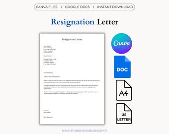 Resignation Letter Form - Editable Template for Employees (Google Docs, Canva, A4 and US Letter)