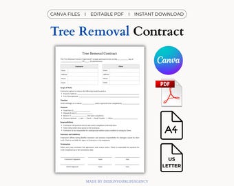 Tree Removal Agreement: Tree Work Contract, Arborist Service, Legal Document Form (PDF, Canva)