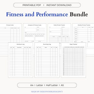 Fitness Planner Bundle: Workout & Health Tracker (Printable PDF)