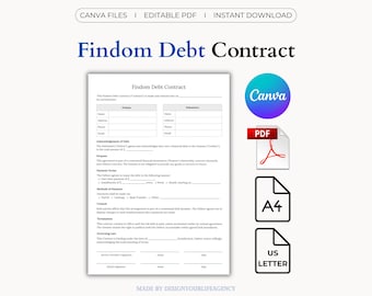 Plantilla de contrato de deuda de Findom: Formulario de acuerdo financiero (PDF editable, Canva, A4, Carta EE. UU.)