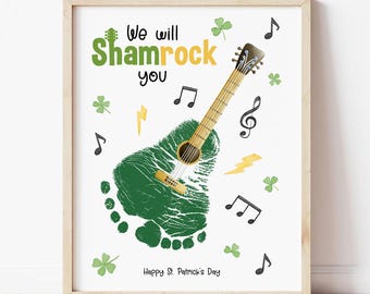 Arte imprimible con huella de mano "Te haremos un trébol", arte con huella de mano para el Día de San Patricio, manualidades para niños pequeños, recuerdo, descarga instantánea