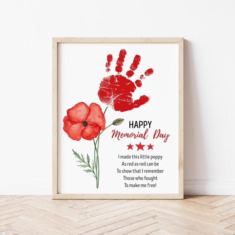 Poppy Handprint Art Printable, Memorial Day Handprint Art Craft ...