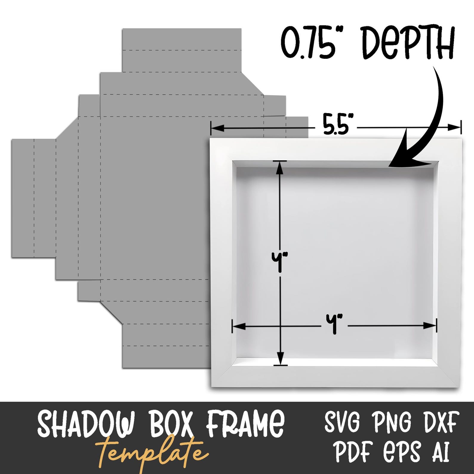 3D Shadow Box Frame, Shadow Box Template, Cricut Shadow Box, Square ...