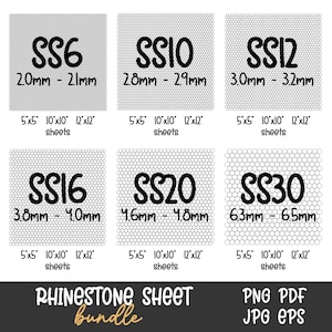 Rhinestone Honeycomb Sheet Bundle, SS6, SS10, SS12, SS16, SS20, SS30, Blank Rhinestone Pattern, Rhinestone Template, Honeycomb Pattern