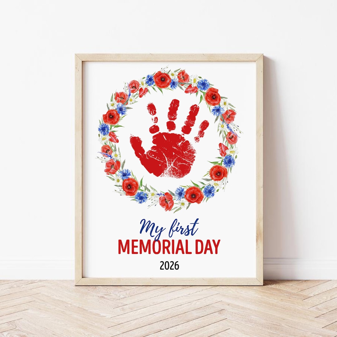 Poppy Wreath Handprint Art Printable, Memorial Day Handprint Art Craft ...