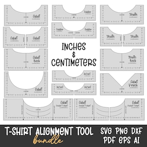 Ferramenta de alinhamento de camiseta Svg, régua de camiseta Svg, guia de posicionamento de camiseta, guia de design, guia de posicionamento de camiseta, adulto, criança, jovem, bebê, gola em V
