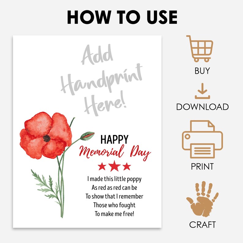 Memorial Day Handprint Art Bundle, Memorial Day Handprint Art Craft ...