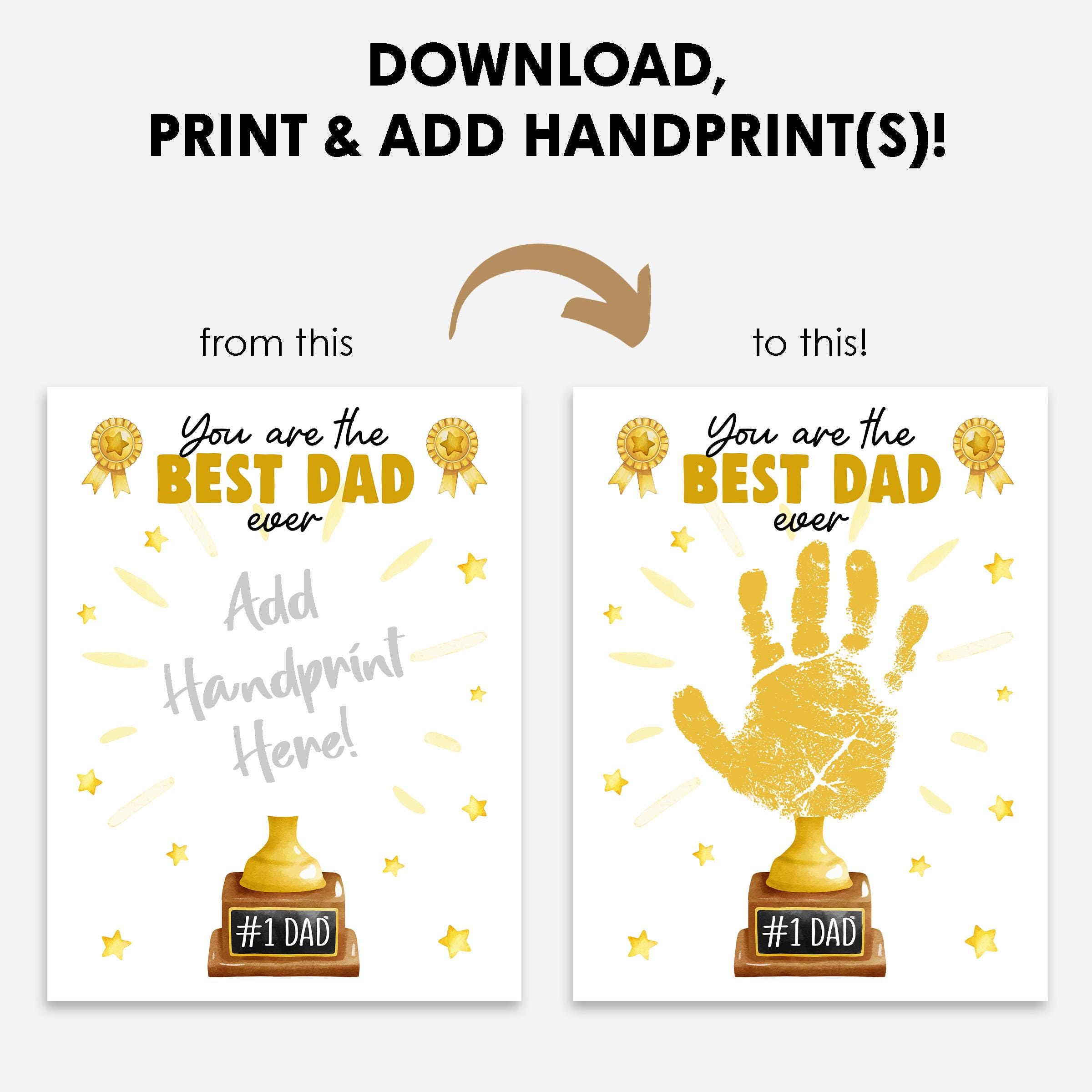 Trophy Dad Handprint Art Printable, Father's Day Handprint Art, Toddler ...