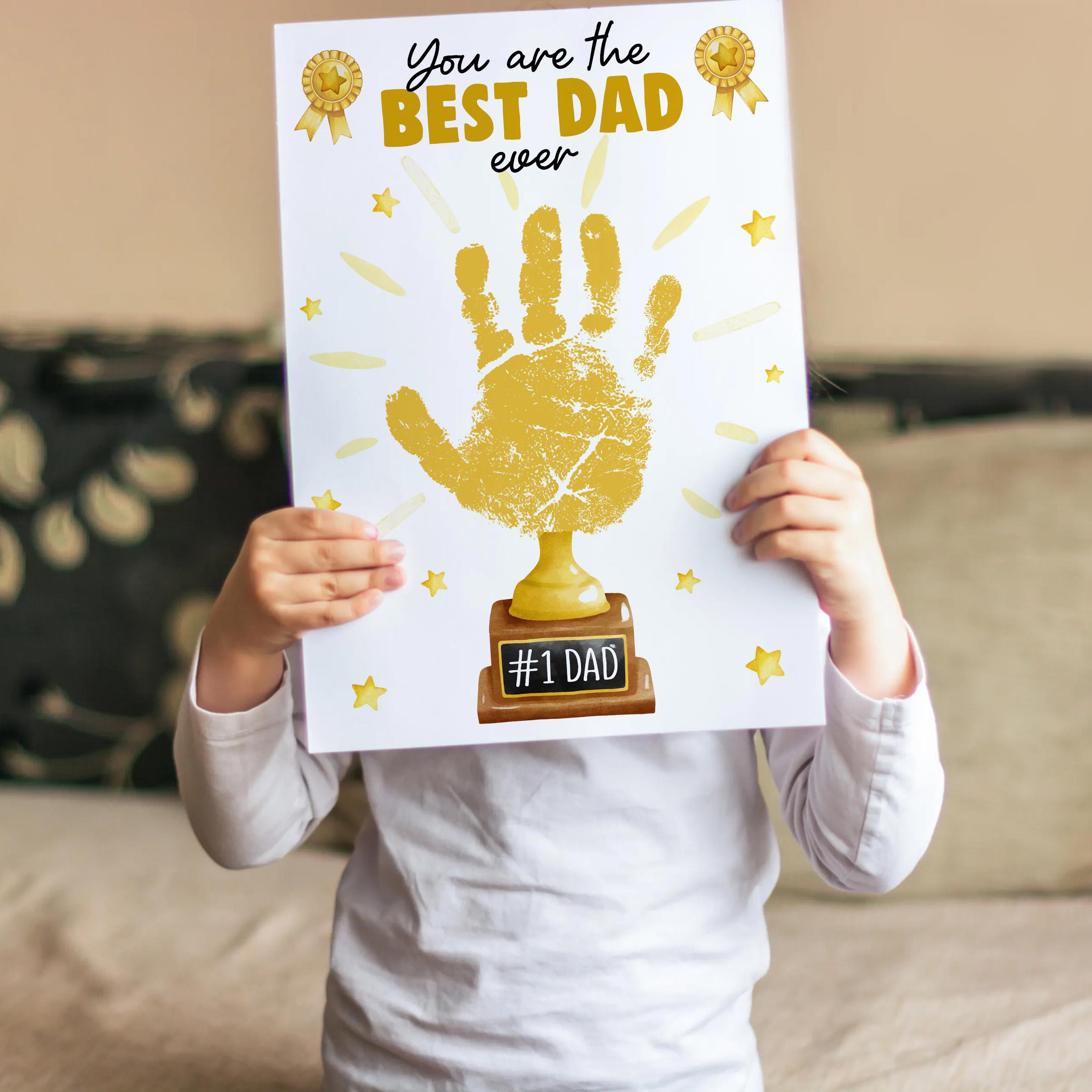 Trophy Dad Handprint Art Printable, Father's Day Handprint Art, Toddler ...