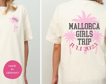 Malle Shirt personalisierbar Team T-Shirt Mallorca Party Outfit Girls Trip Outfit Malle Mädels Trip Shirt Party Mallorca Mädelsurlaub Shirt