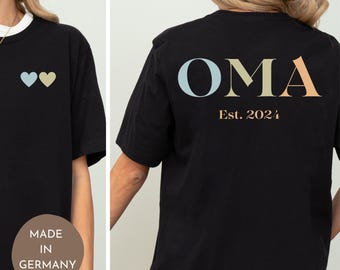 Geschenk für Großmütter Muttertags-Shirt Personalisierbares Damen TShirt Oma mit Jahreszahl Herzmotiv Individuelles personalisiert Oma Shirt