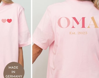 Geschenk für Großmütter Muttertags-Shirt Personalisierbares Damen TShirt Oma mit Jahreszahl Herzmotiv Individuelles personalisiert Oma Shirt