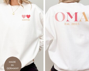 Oma Geschenk Sweatshirt Personalisierter Pullover Oma mit Jahreszahl & Enkel Namen Individuelles Großmutter Custom Sweater Geschenk für Oma
